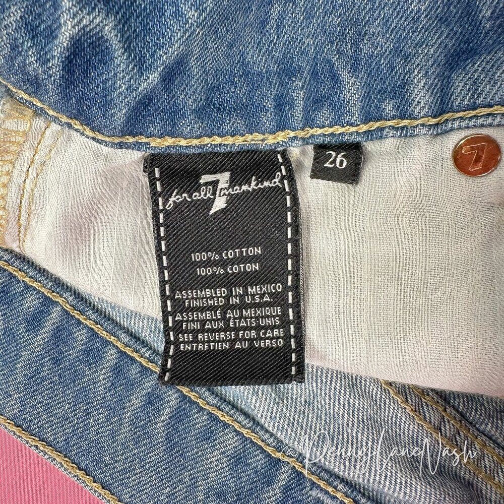 7 For All Mankind Dip Dye Ombré Denim Cut Off Jean Shorts - Picture 4 of 7